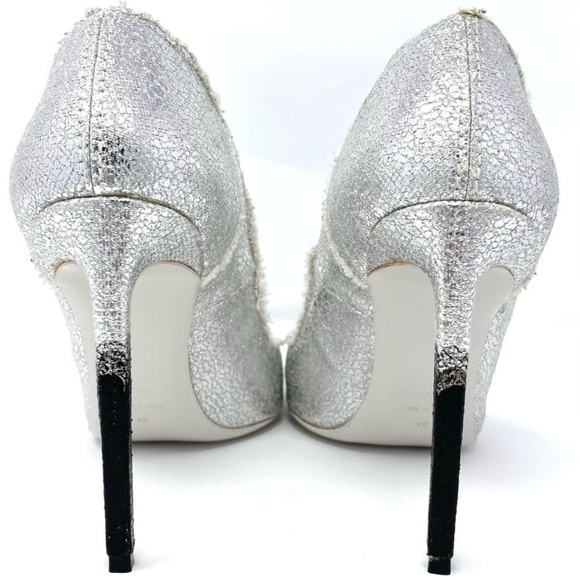 TOM FORD SILVER AND BLACK POINT TOE HEELS SHOES SZ 40 or 10 - Picture 5 of 12